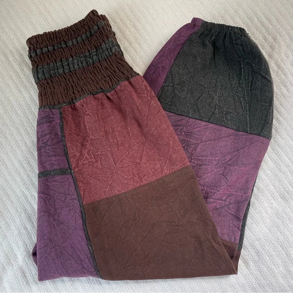 Purple Patchwork All Natural 100% Cotton Harem Pant - Picture 5 of 16